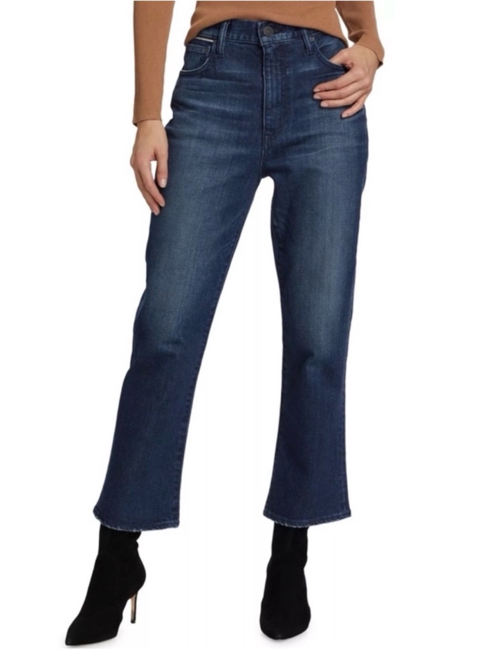 NWT MOUSSY VINTAGE Jeans Emma Crop Flared High Rise Dark Blue Size 25